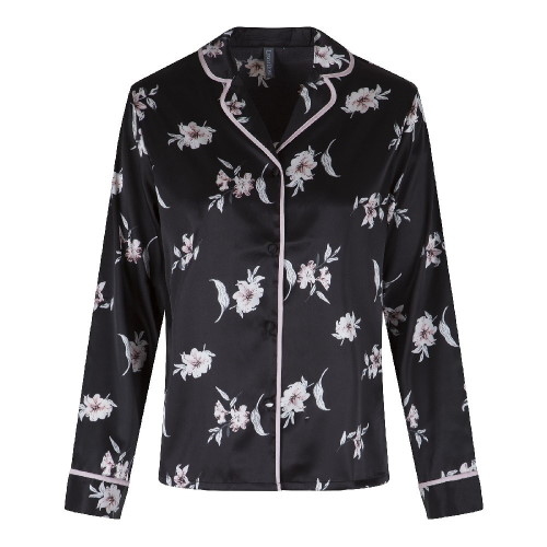 LingaDore Night SATIN zwart/print pyjama