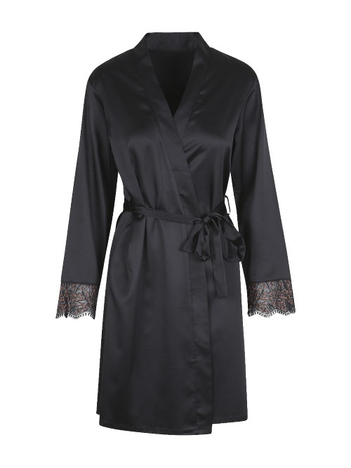 LingaDore Night In love with embroidery zwart/koper kimono