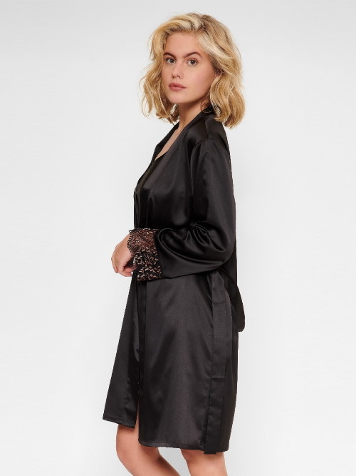 LingaDore Night In love with embroidery zwart/koper kimono