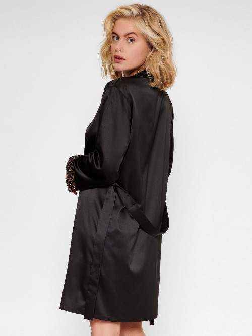 LingaDore Night In love with embroidery zwart/koper kimono