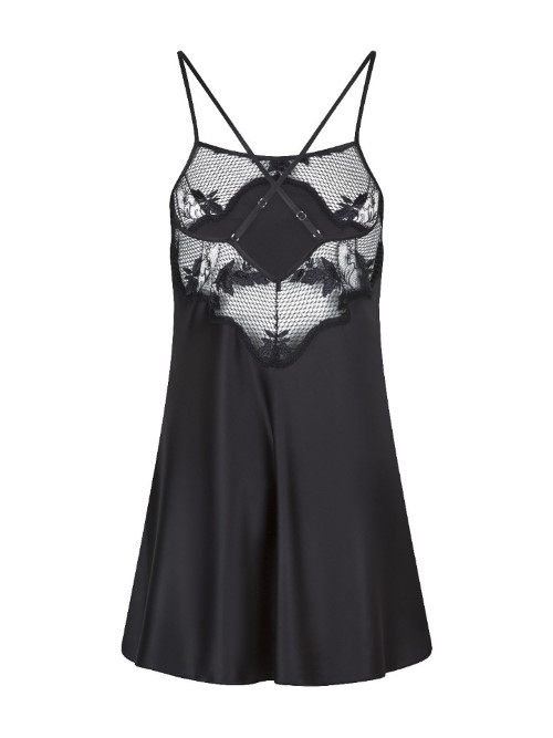 LingaDore Night Black Flower zwart slipdress