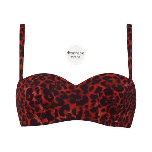 Marlies Dekkers Badmode Panthera rood/zwart voorgevormde bikinitop