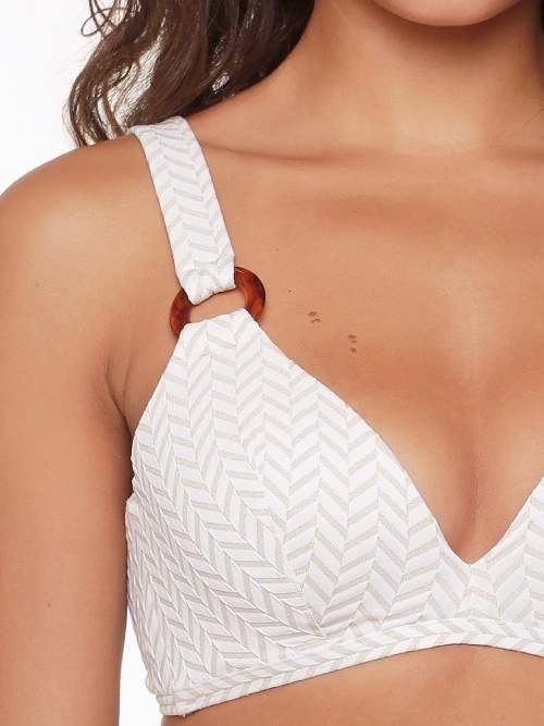 LingaDore Beach Fishbone ivoor/print voorgevormde bikinitop