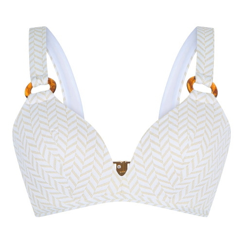 LingaDore Beach Fishbone ivoor/print voorgevormde bikinitop