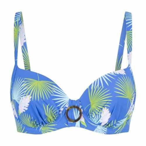 LingaDore Beach Palm Leaf blauw/print voorgevormde bikinitop