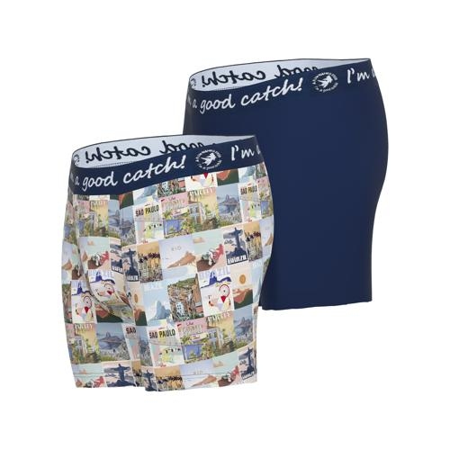 A Fish Named Fred Brazil marine blauw/print boxershort