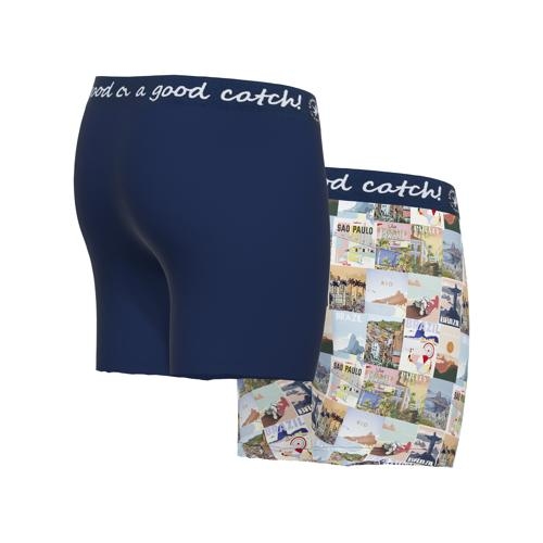A Fish Named Fred Brazil marine blauw/print boxershort