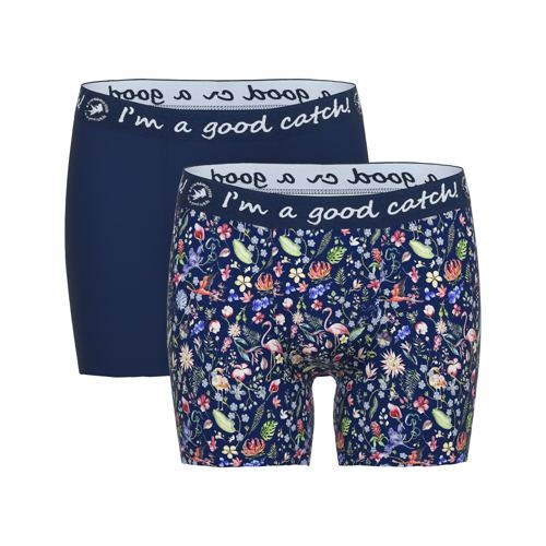 A Fish Named Fred Flamingo marine blauw/print boxershort