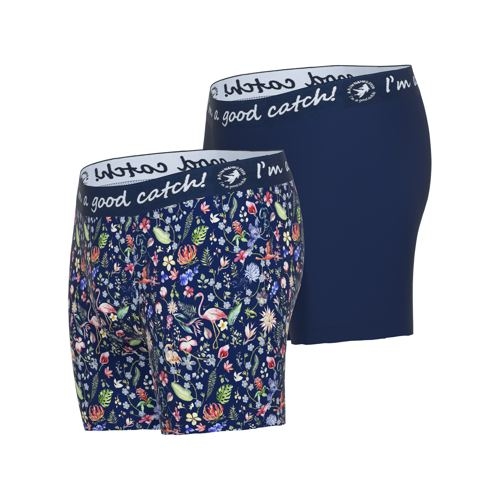 A Fish Named Fred Flamingo marine blauw/print boxershort