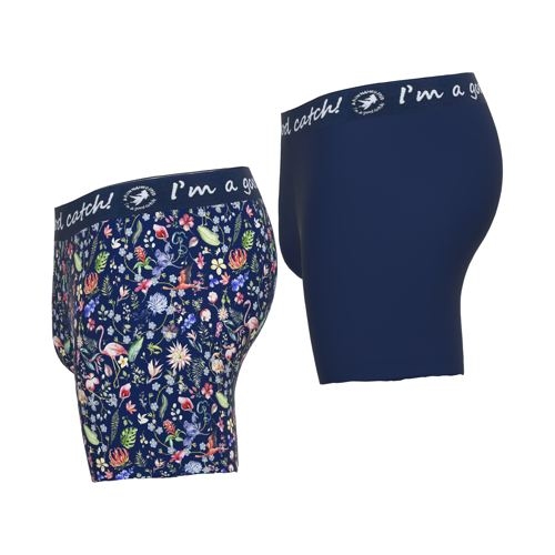 A Fish Named Fred Flamingo marine blauw/print boxershort