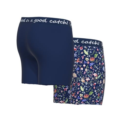 A Fish Named Fred Flamingo marine blauw/print boxershort