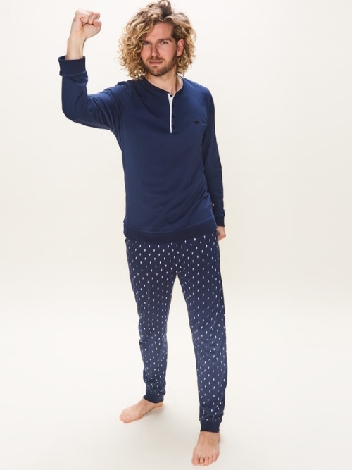 Charlie Choe UNI marine blauw pyjamashirt