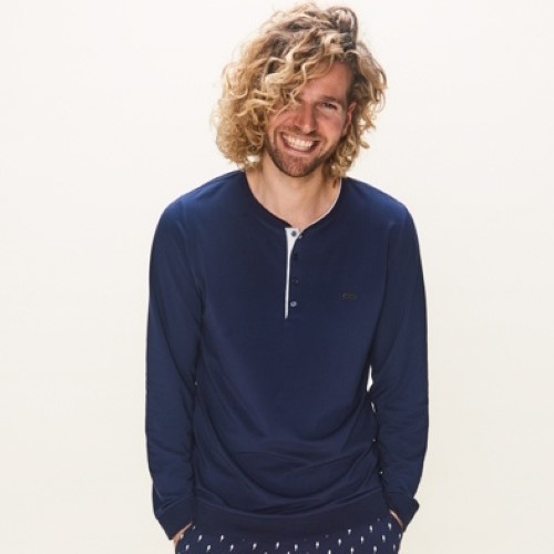 Charlie Choe UNI marine blauw pyjamashirt