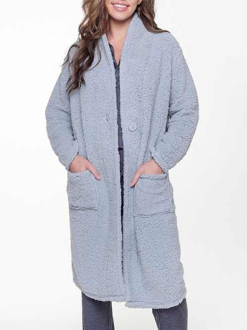 LingaDore Night Fluffy blauw badjas