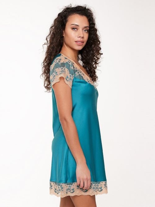 LingaDore Night Turquoise & Sand turquoise/print nachthemd