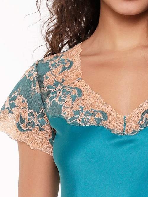 LingaDore Night Turquoise & Sand turquoise/print nachthemd
