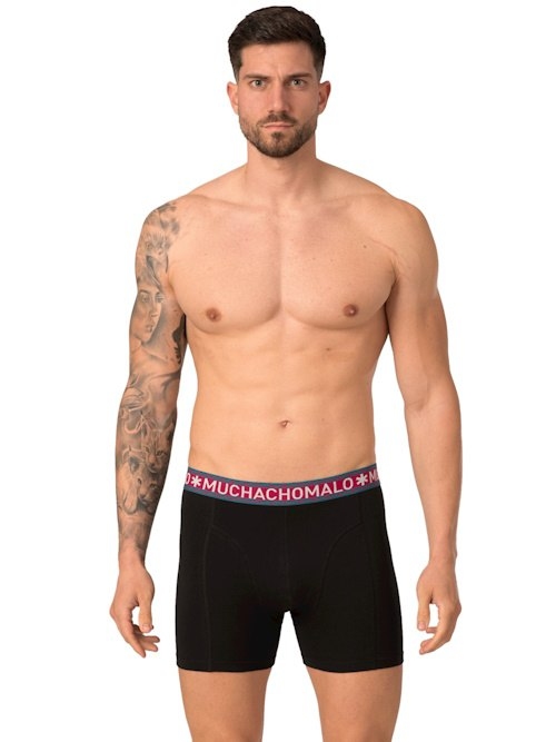 Muchachomalo Light Cotton Solid zwart/rood boxershort