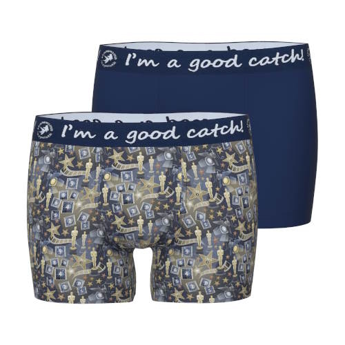 A Fish Named Fred Oscar marine blauw/print boxershort