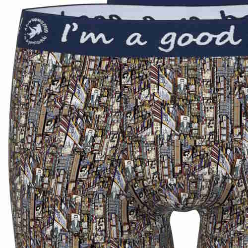 A Fish Named Fred Record Covers marine blauw/print boxershort