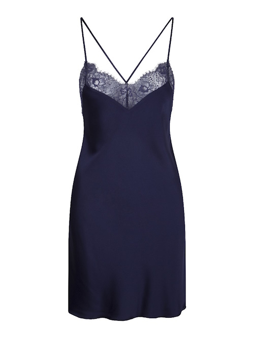 LingaDore Night Blue Ribbon marine blauw slipdress