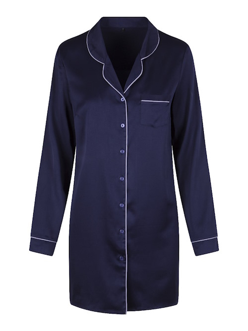 LingaDore Night Blue Ribbon marine blauw nachthemd