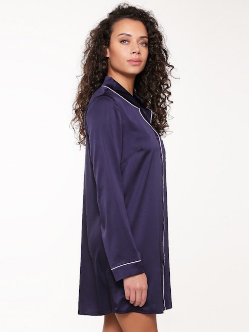 LingaDore Night Blue Ribbon marine blauw nachthemd