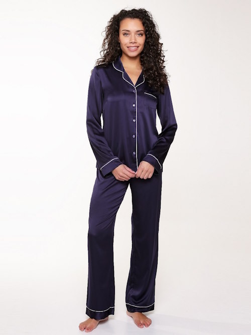 LingaDore Night Blue Ribbon marine blauw pyjama