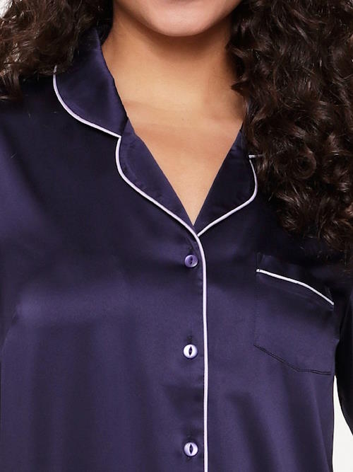 LingaDore Night Blue Ribbon marine blauw pyjama
