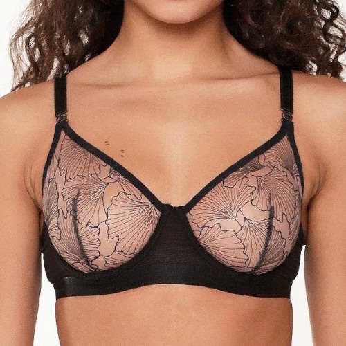LingaDore Black Flower zwart niet voorgevormde bh