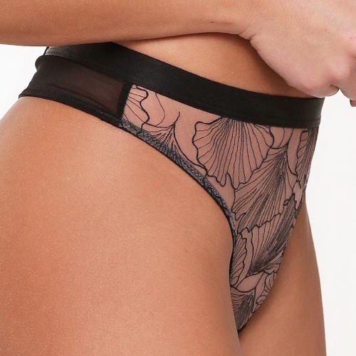 LingaDore Black Flower zwart string