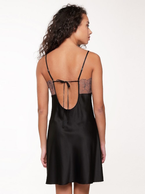 LingaDore Night Black Flower zwart slipdress