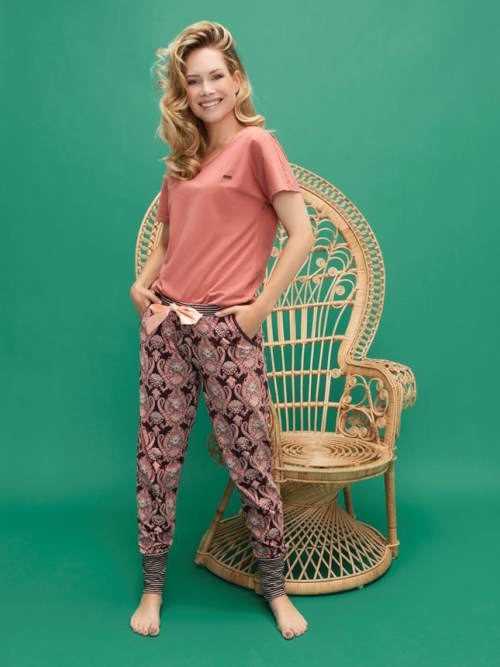 Charlie Choe Wild Hearted bruin/roze pyjamabroek