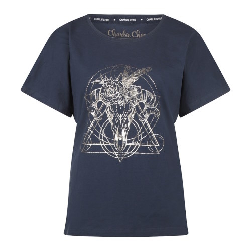 Charlie Choe Good Luck marine blauw/print slaapshirt