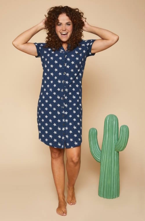 Charlie Choe RODEO marine blauw/wit nachthemd