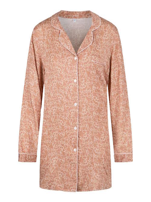 LingaDore Night  Bisque Autumn bruin/print nachthemd