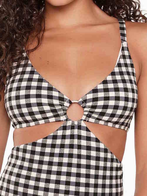 LingaDore Beach Square Print zwart/wit badpak