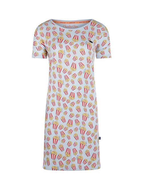 Charlie Choe Retro nights blauw/print nachthemd