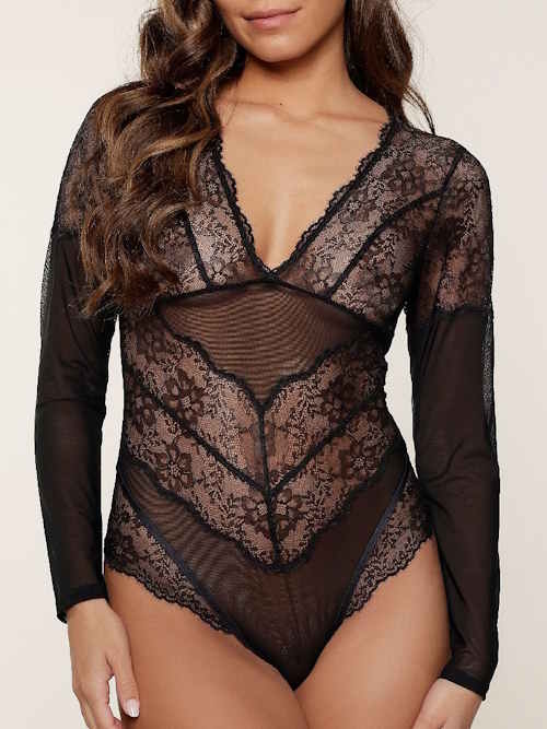 LingaDore Long Sleeve Body zwart body