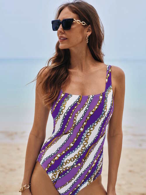 Anita Badmode Arina paars/print badpak