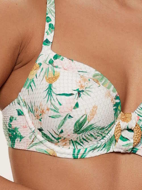 LingaDore Beach Tropical Botanic wit/print voorgevormde bikinitop