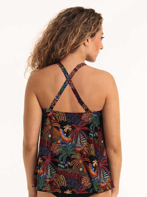 Rosa Faia Badmode Mabela zwart/print tankini top