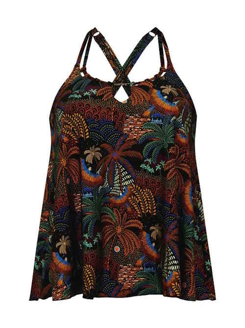 Rosa Faia Badmode Mabela zwart/print tankini top