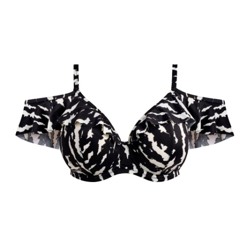 Elomi Swim Echo Shell zwart/wit soft-cup bikinitop
