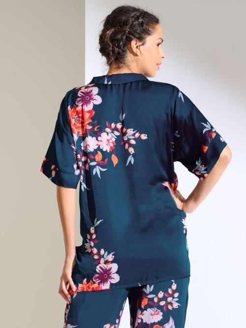 Lisca Amaryllis marine blauw pyjamashirt