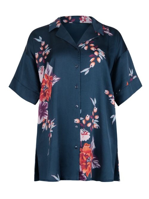 Lisca Amaryllis marine blauw pyjamashirt