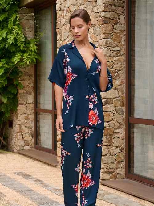 Lisca Amaryllis marine blauw pyjamabroek