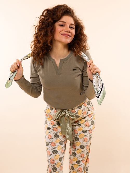 Charlie Choe Lovely Nights groen pyjamashirt