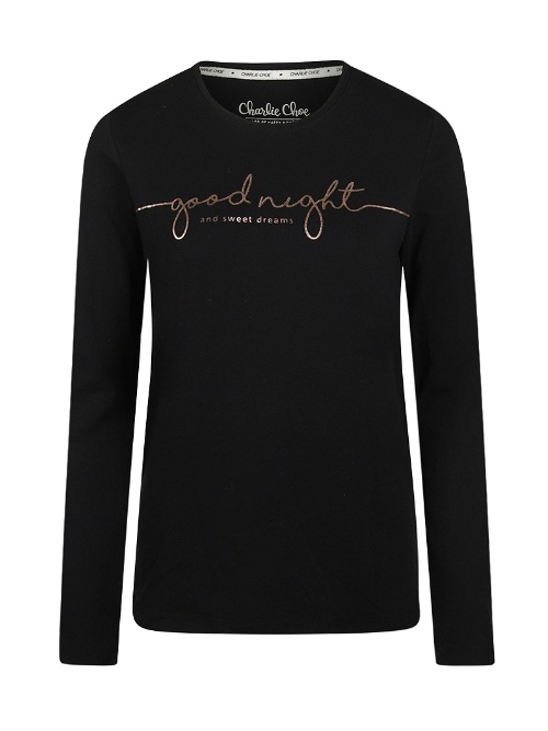 Charlie Choe Fall in Love zwart pyjamashirt