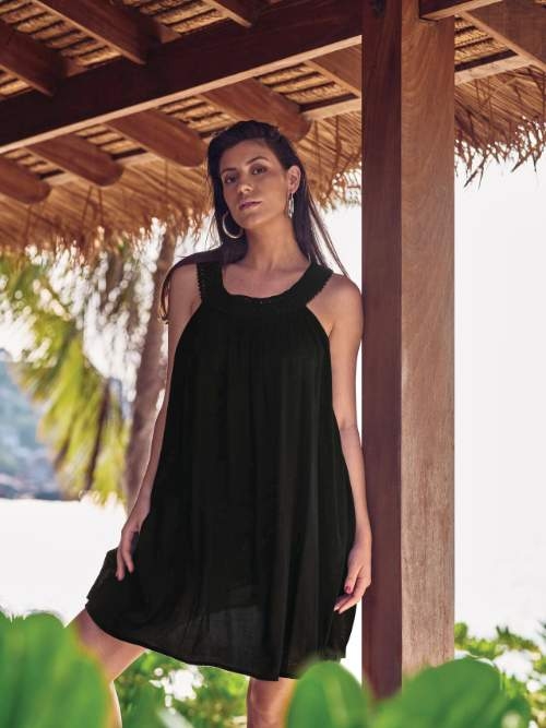 Rosa Faia Badmode Majuli zwart strandjurk