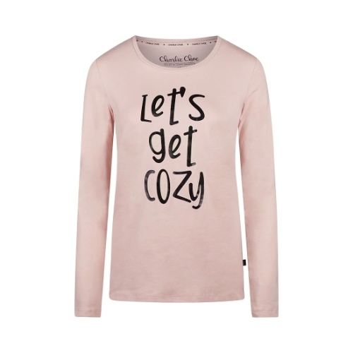 Charlie Choe Cozy Days roze/print slaapshirt